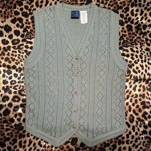 Jantzen Sage Green Knit Button-Up Vest